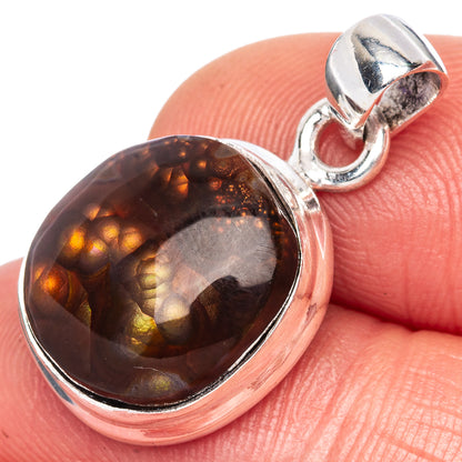 Rare Mexican Fire Agate Pendant 1" (925 Sterling Silver) P41697