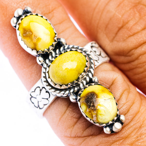 Southwestern Style Palomino Turquoise Ring Size 7 Adjustable (.925 Sterling Silver)