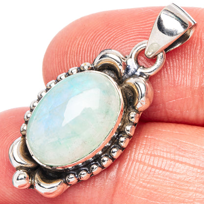 Green Moonstone Pendant 1 1/4" (925 Sterling Silver) P42403