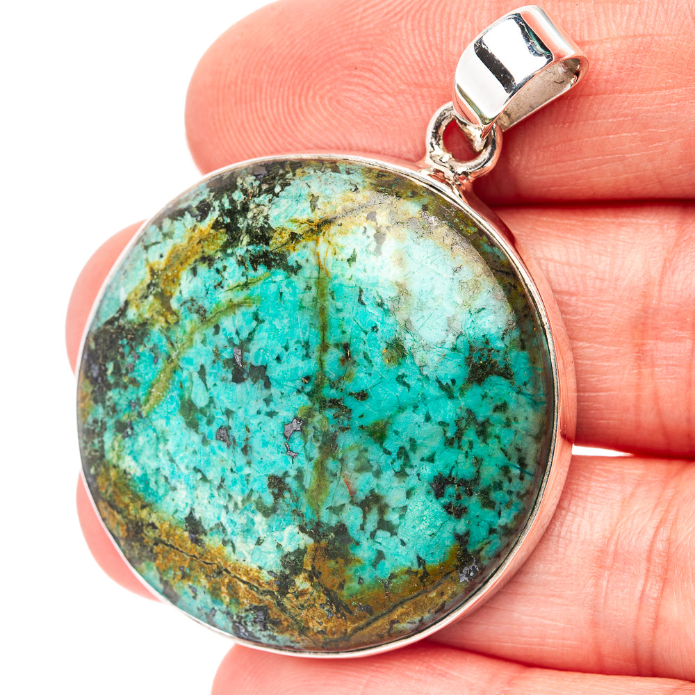 Premium African Turquoise Jasper Pendant 1 3/4" (.925 Sterling Silver)