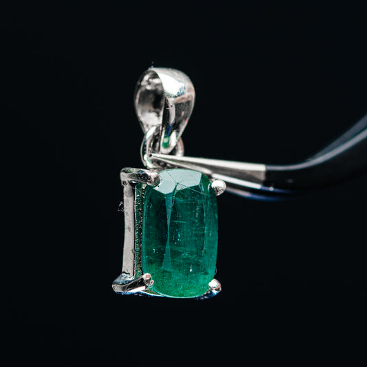 Premium Faceted Zambian Emerald Pendant 3/4" (.925 Sterling Silver)
