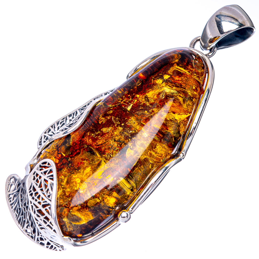 Ana Silver Co Baltic Amber Pendant 2 3/8" (925 Sterlnig Silver)