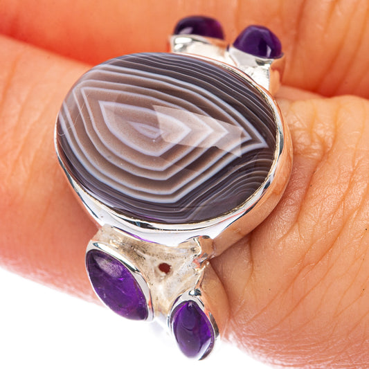 Botswana Agate, Amethyst Ring Size 6.75 (925 Sterling Silver) R144861