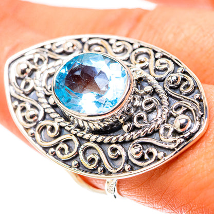 Signature Large Blue Topaz Ring Size 8 (925 Sterling Silver) RING138180