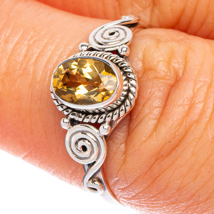 Faceted Citrine Dainty Ring Size 6.75 (925 Sterling Silver) R1163