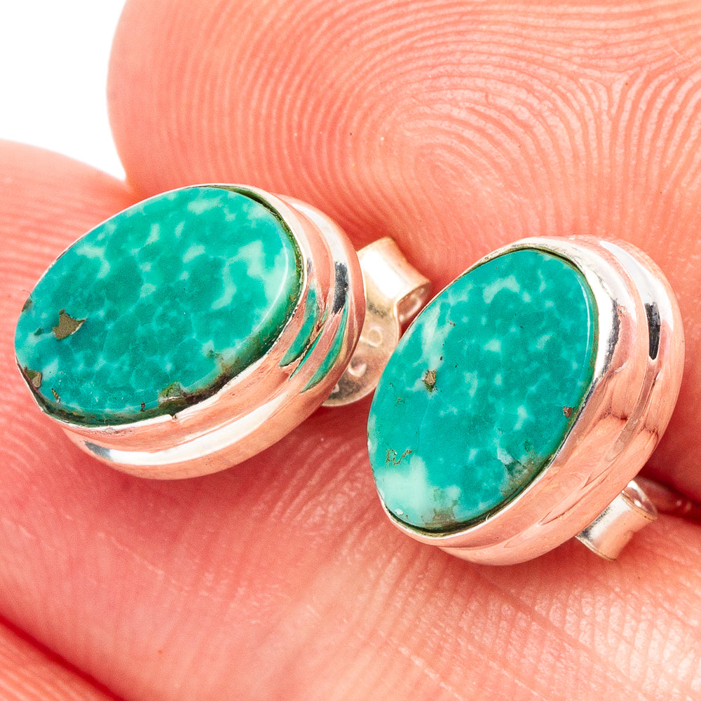 Rare Kingman Turquoise Earrings 3/8" (925 Sterling Silver) E2671