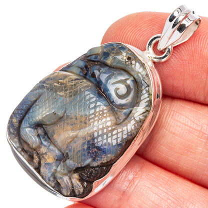 Rare Boulder Opal Dinosaur Pendant 1 3/4" (925 Sterling Silver) P40439
