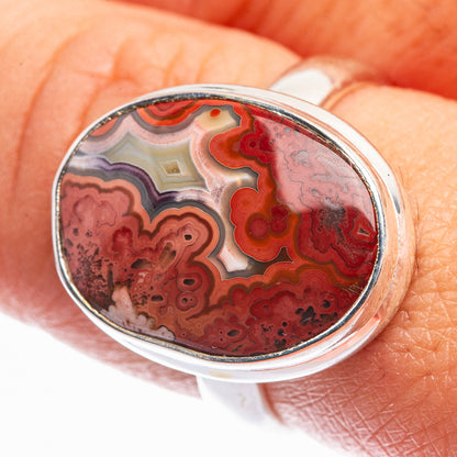 Crazy Lace Agate Ring Size 8 (925 Sterling Silver) R142228