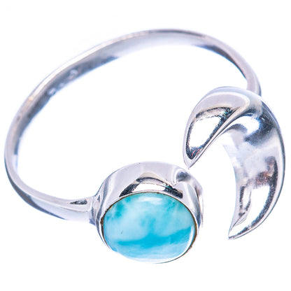 Larimar Dainty Moon Ring Size 8 (925 Sterling Silver) R3427