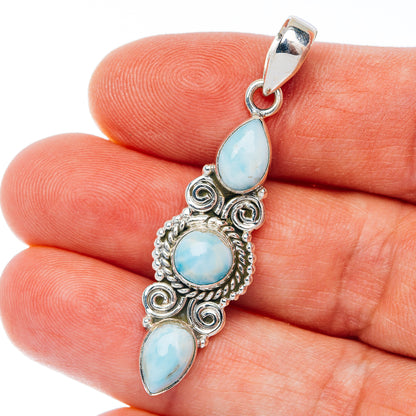 Larimar Pendant 1 7/8" (.925 Sterling Silver)