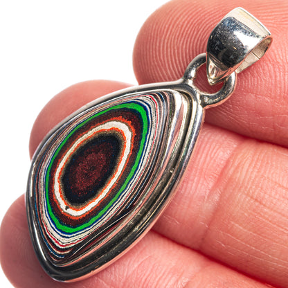 Fordite 925 Sterling Silver Pendant 1 3/8"