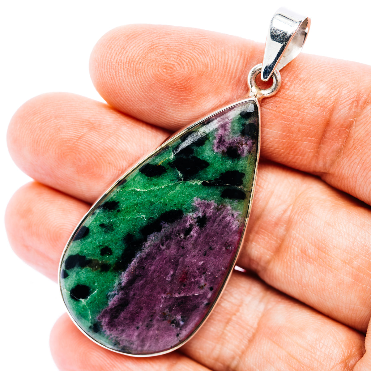 Large Premium Ruby Zoisite Pendant 2 3/8" (.925 Sterling Silver)