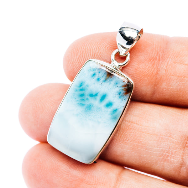 Premium Larimar Pendant 1 3/8" (.925 Sterling Silver)
