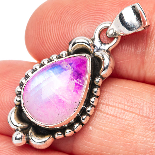 Pink Moonstone Pendant 1 1/4" (925 Sterling Silver) P42504