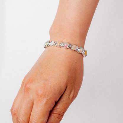 Ethiopian Opal Bracelet 6 3/8 To 8 1/8" (925 Sterling Silver) B90374