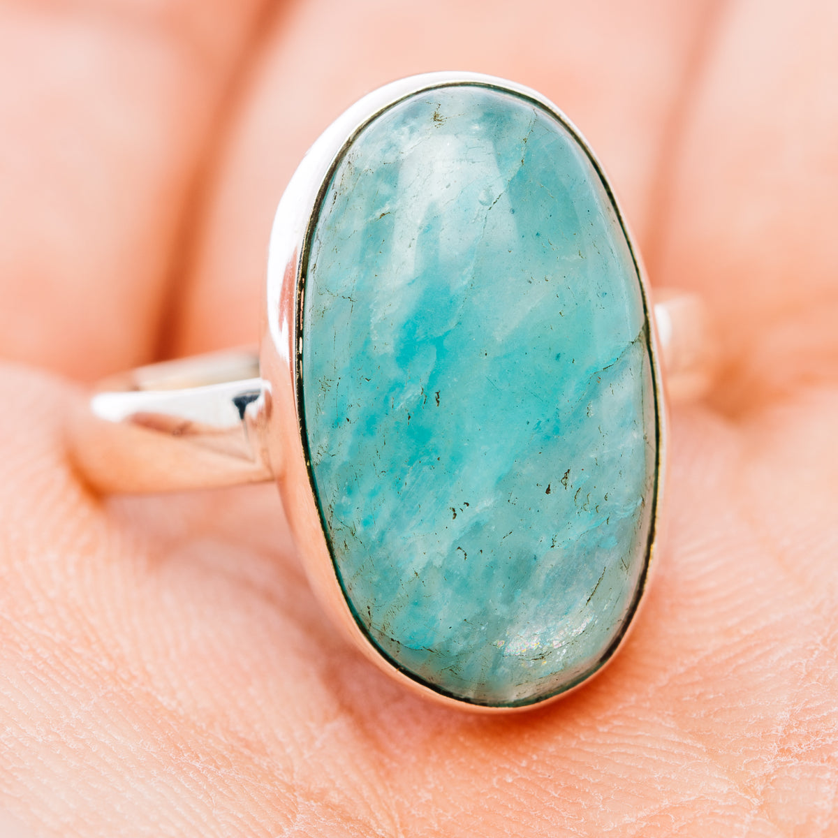 Fire Amazonite Ring Size 7 (.925 Sterling Silver)