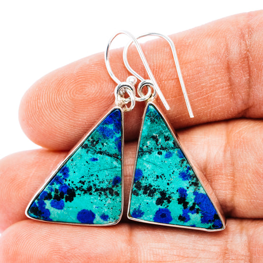 Large Premium Bluebird Azurite Earrings 1 3/4" (.925 Sterling Silver)
