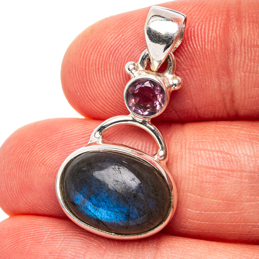 Labradorite Pendant 1 1/8" (.925 Sterling Silver)