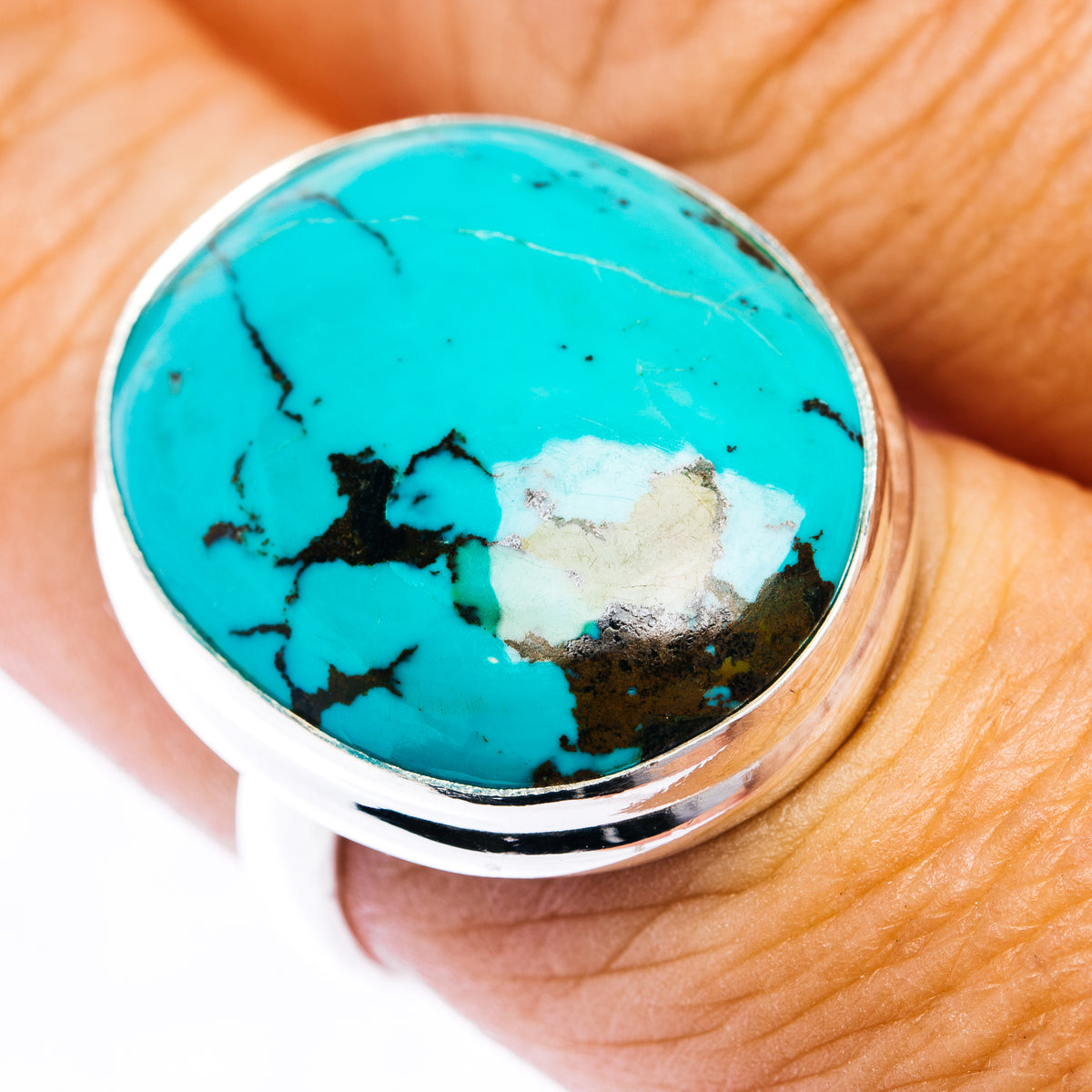 Premium Tibetan Turquoise Ring Size 8.25 (.925 Sterling Silver)