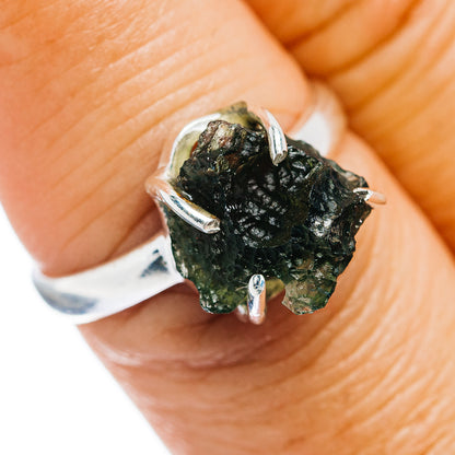 Czech Moldavite Ring Size 7.5 (.925 Sterling Silver)