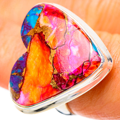Large Kingman Pink Dahlia Turquoise 925 Sterling Silver Ring Size 6.75 (925 Sterling Silver) RING139519