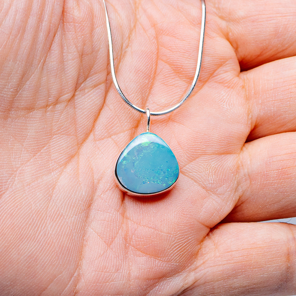 Australian Fire Opal Necklace 16" (.925 Sterling Silver)