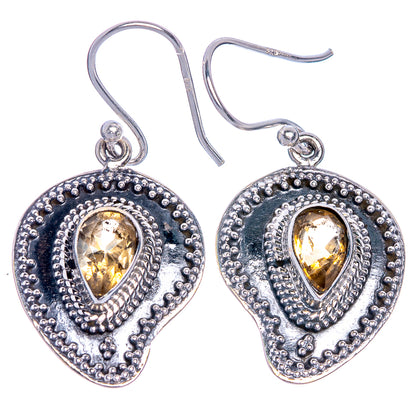 Faceted Citrine Earrings 1 3/8" (925 Sterling Silver) E433509