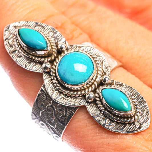 Large Sleeping Beauty Turquoise 925 Sterling Silver Ring Size 8.75