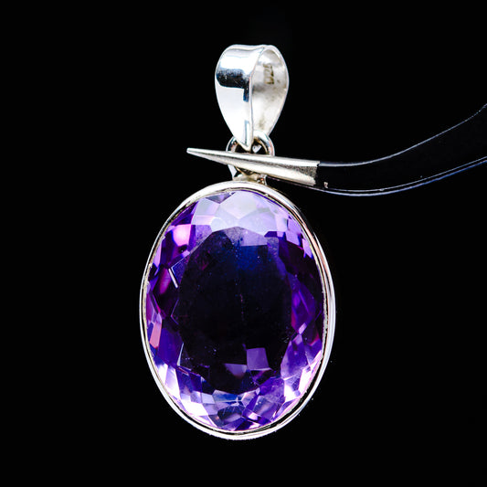 21.4ct Faceted Brazilian Amethyst Pendant 1 1/4" (.925 Sterling Silver)