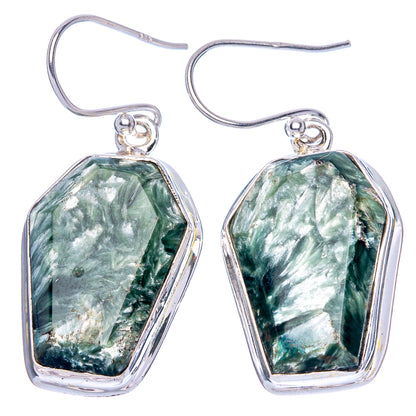 Seraphinite Earrings 1 1/2" (925 Sterling Silver) E1105