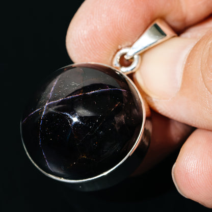 Premium Star Garnet Pendant 1 3/8" (.925 Sterling Silver)