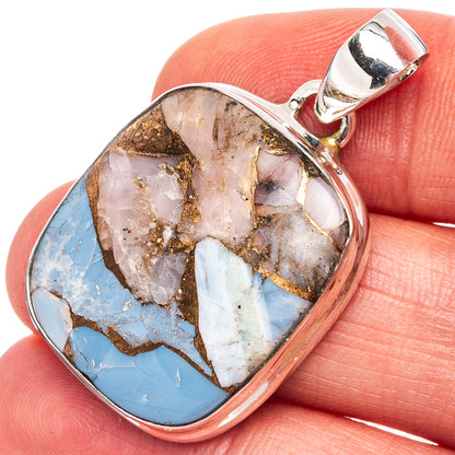 Pink Spiny Oyster Turquoise Pendant 1 3/8" (.925 Sterling Silver)