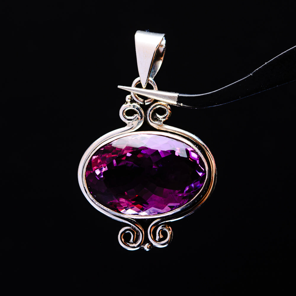 14.49ct Faceted Brazilian Amethyst Pendant 1 1/2" (.925 Sterling Silver)