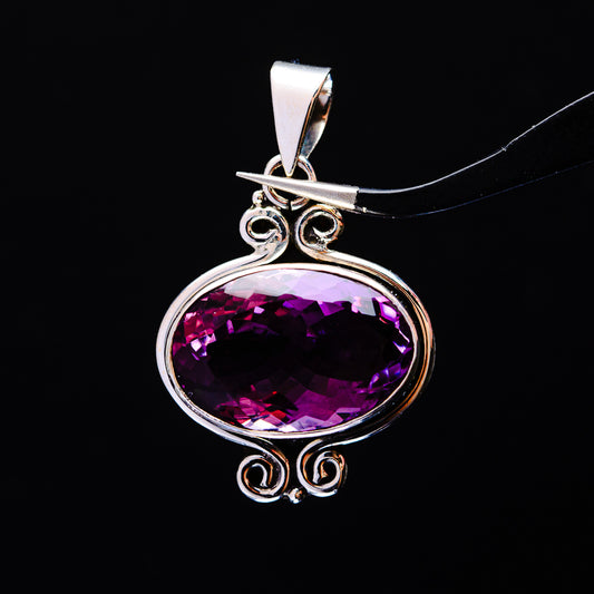 14.49ct Faceted Brazilian Amethyst Pendant 1 1/2" (.925 Sterling Silver)