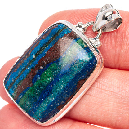 Rainbow Calsilica Pendant 1 3/8" (925 Sterling Silver) P40121