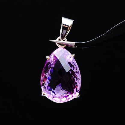 20.31ct Faceted Brazilian Amethyst Pendant 1 3/8" (.925 Sterling Silver)