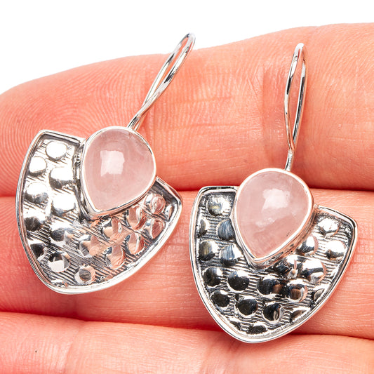 Rose Quartz 925 Sterling Silver Premium Earrings 1 1/4" (925 Sterling Silver) E2249