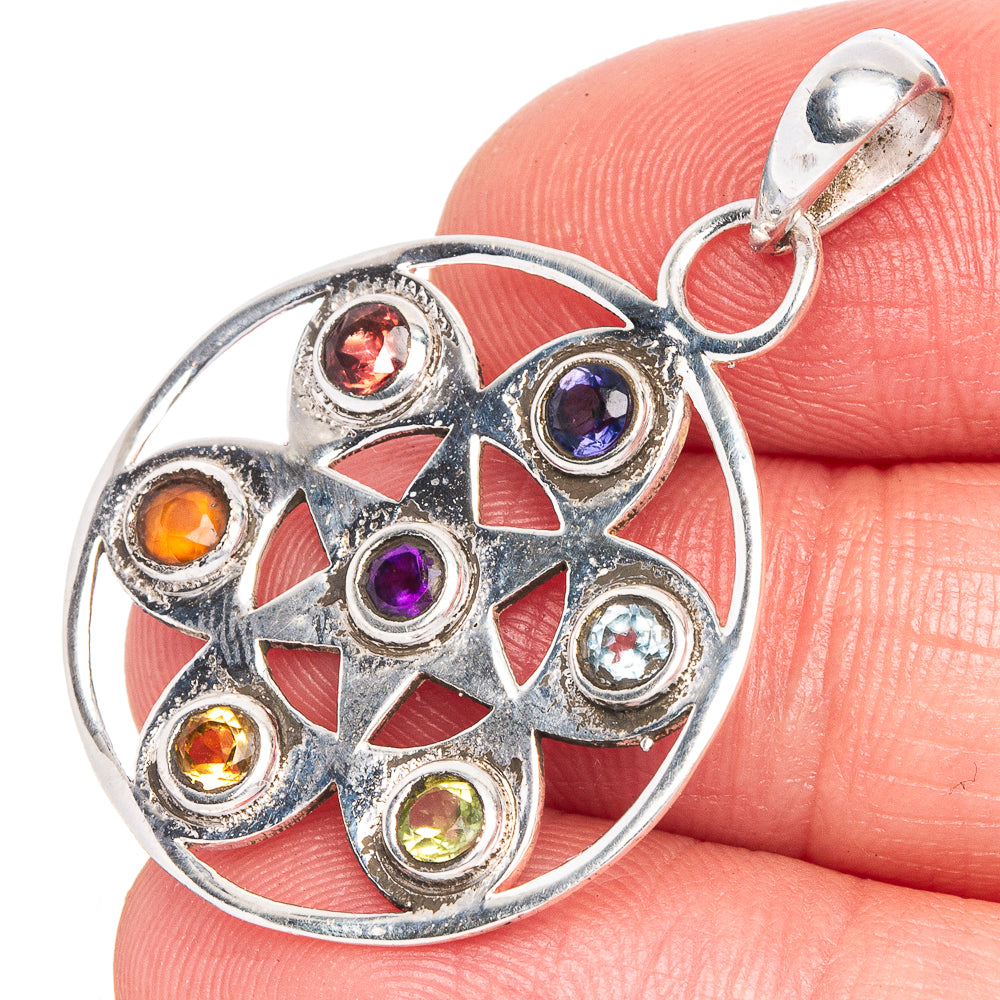 Chakra Flower Pendant 1 3/8" (925 Sterling Silver) P40541