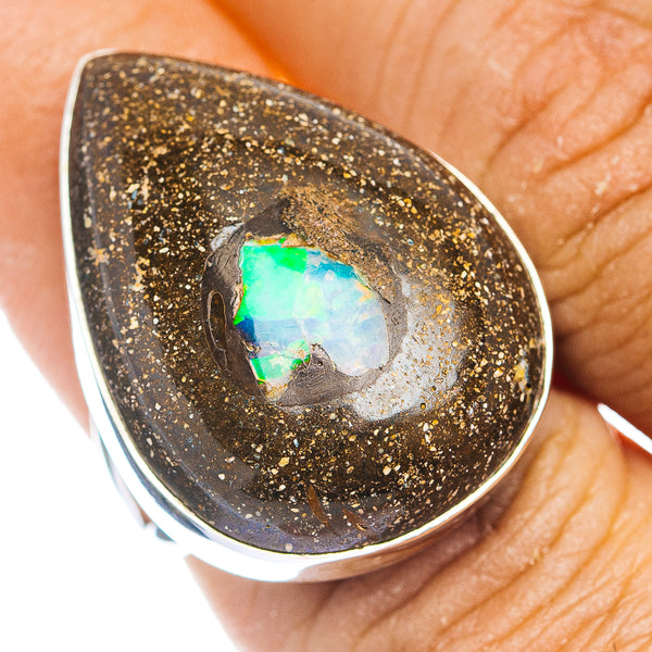 Premium Boulder Opal Ring Size 7 (.925 Sterling Silver)