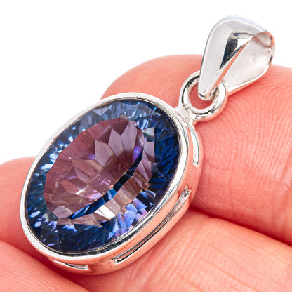 Blue Mystic Topaz Pendant 1 1/8" (925 Sterling Silver) P40285