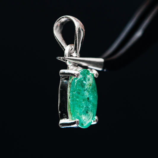 Premium Faceted Zambian Emerald Pendant 3/4" (.925 Sterling Silver)