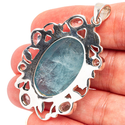 Signature Aquamarine Pendant 2 1/8" (.925 Sterling Silver)