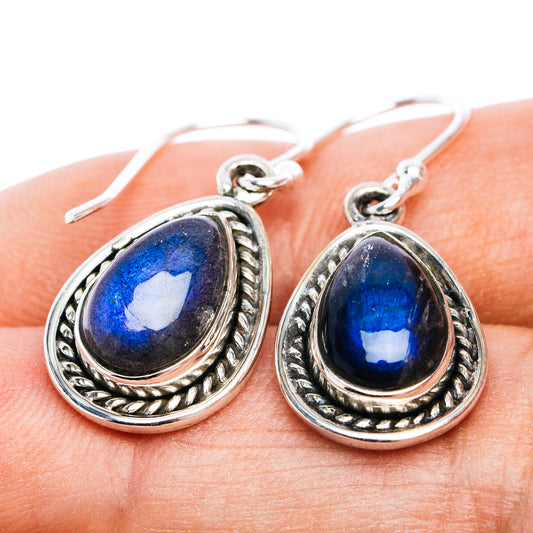 Labradorite Earrings 1 3/8" (.925 Sterling Silver)