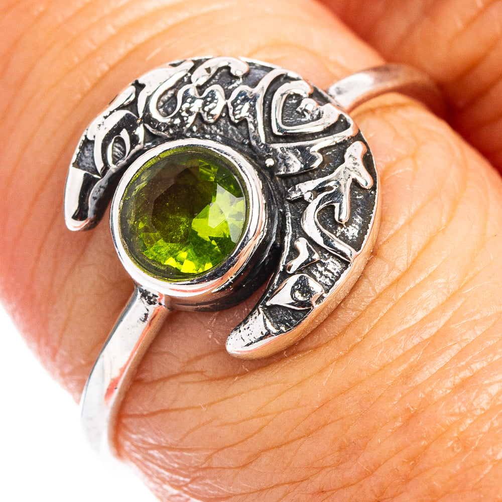 Peridot Moon Dainty Ring Size 8 (.925 Sterling Silver)