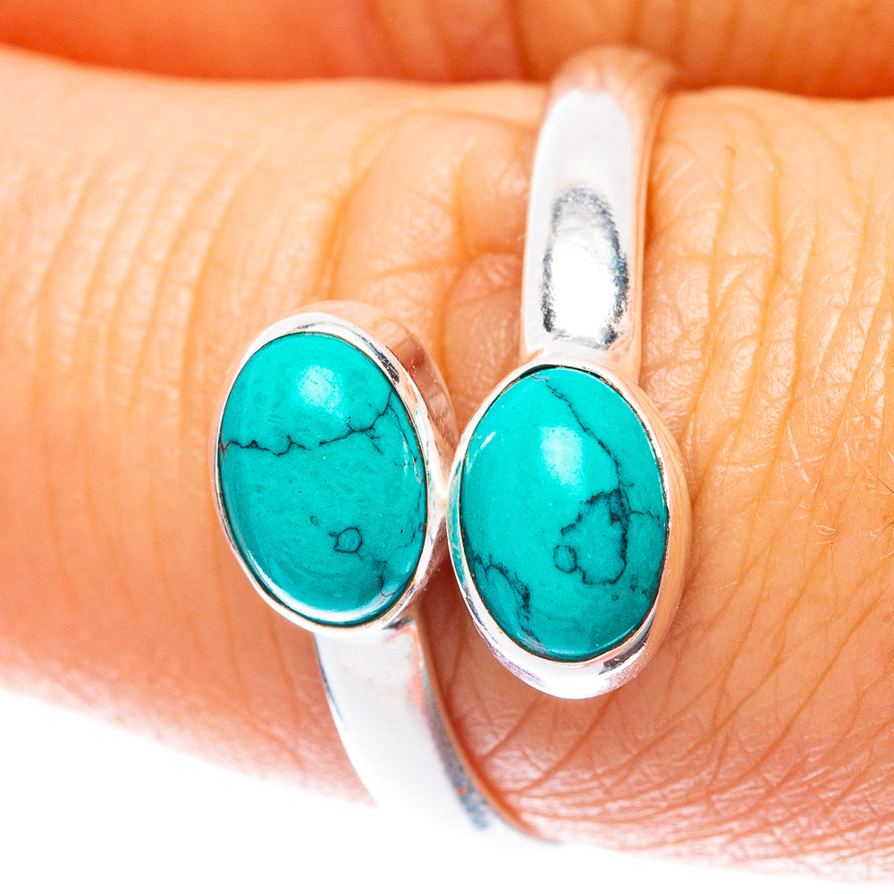Tibetan Turquoise Dainty Ring Size 8 Adjustable (925 Sterling Silver) R5698