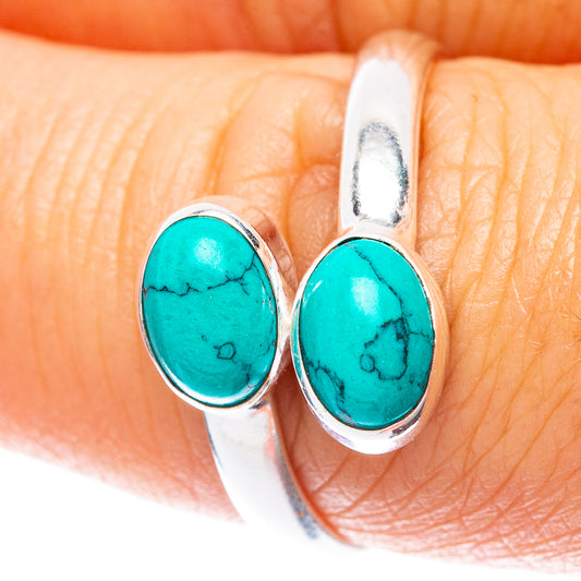 Tibetan Turquoise Dainty Ring Size 8 Adjustable (925 Sterling Silver) R5698