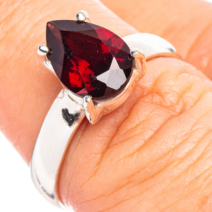 Faceted Garnet Ring Size 7 (.925 Sterling Silver)