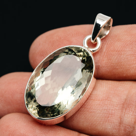 Premium 26ct Faceted  Prasiolite Pendant 1 3/8" (.925 Sterling Silver)