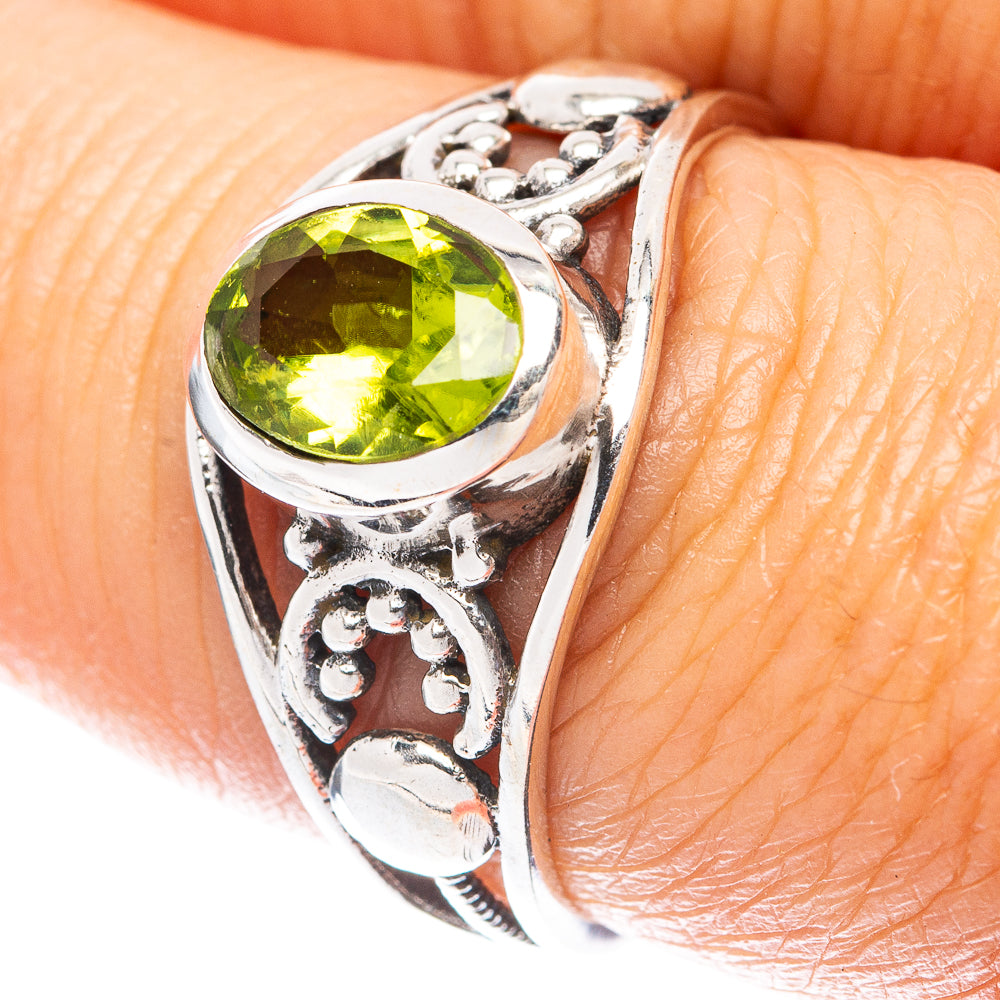 Peridot Dainty Ring Size 7.75 (925 Sterling Silver) R6032