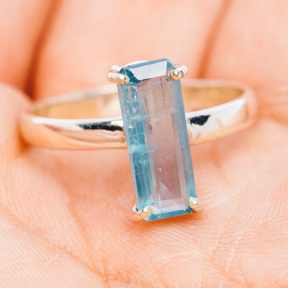 Faceted Paraiba Kyanite Ring Size 9.5 (.925 Sterling Silver)